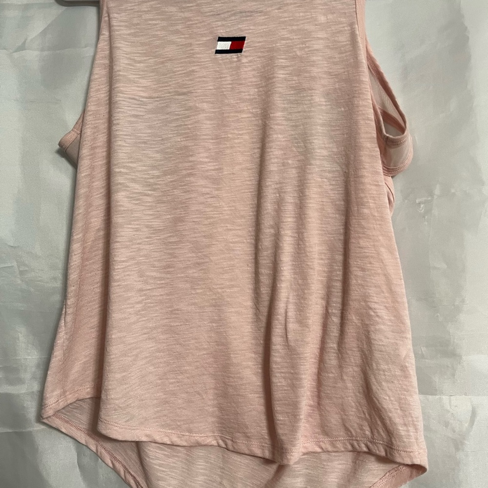 Tommy Hilfiger Sport Women’s Cut-Out Back Tank Rose Water SZ LG Style TP10866T